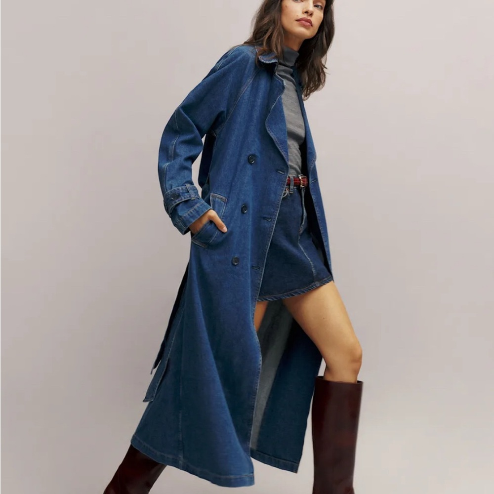 Reformation hayes denim trench coat